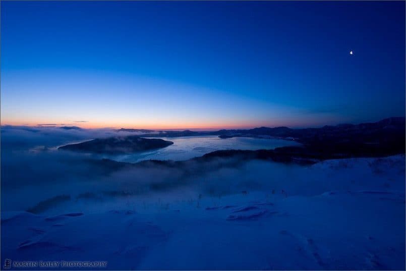 Moon Over Kussharo Lake at Dawn