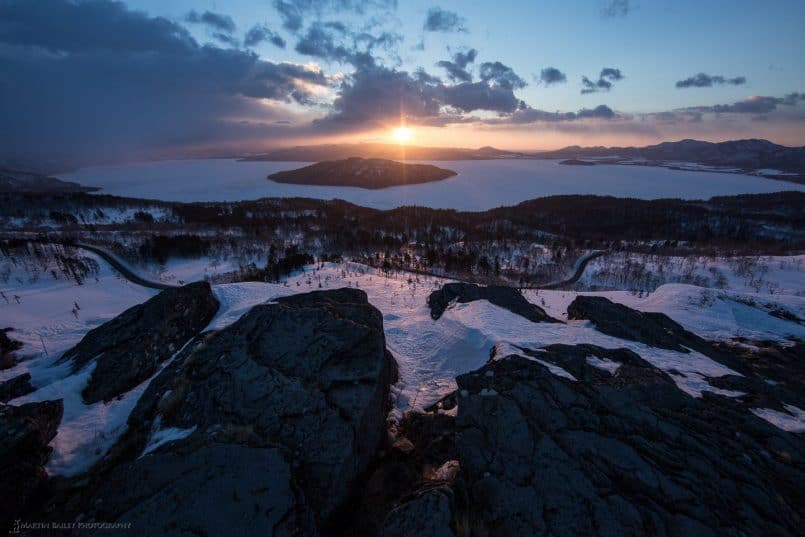 Sunrise at Bihoro Pass with Six Point Starburst