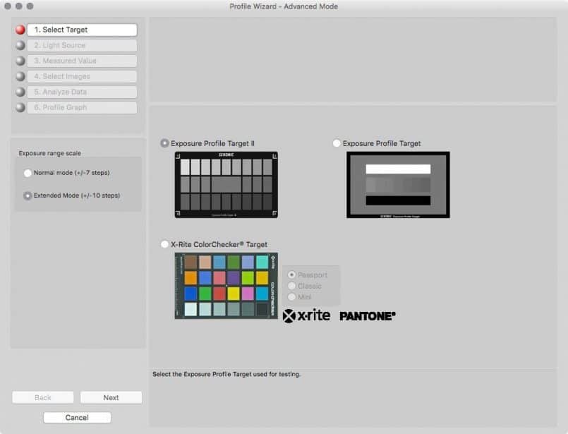 Sekonic DTS Select Target Dialog