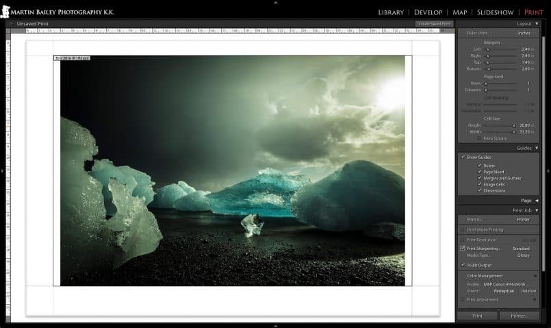 Resolution Information in Lightroom Print Module