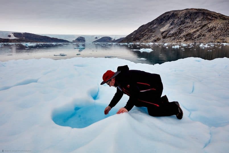 Martin Drinking Glacial Meltwater