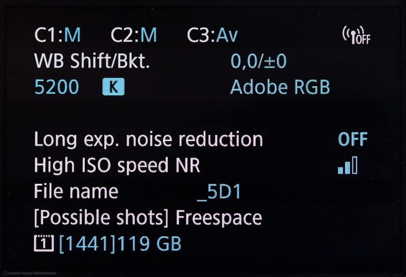 Canon EOS 5Ds R Info Display