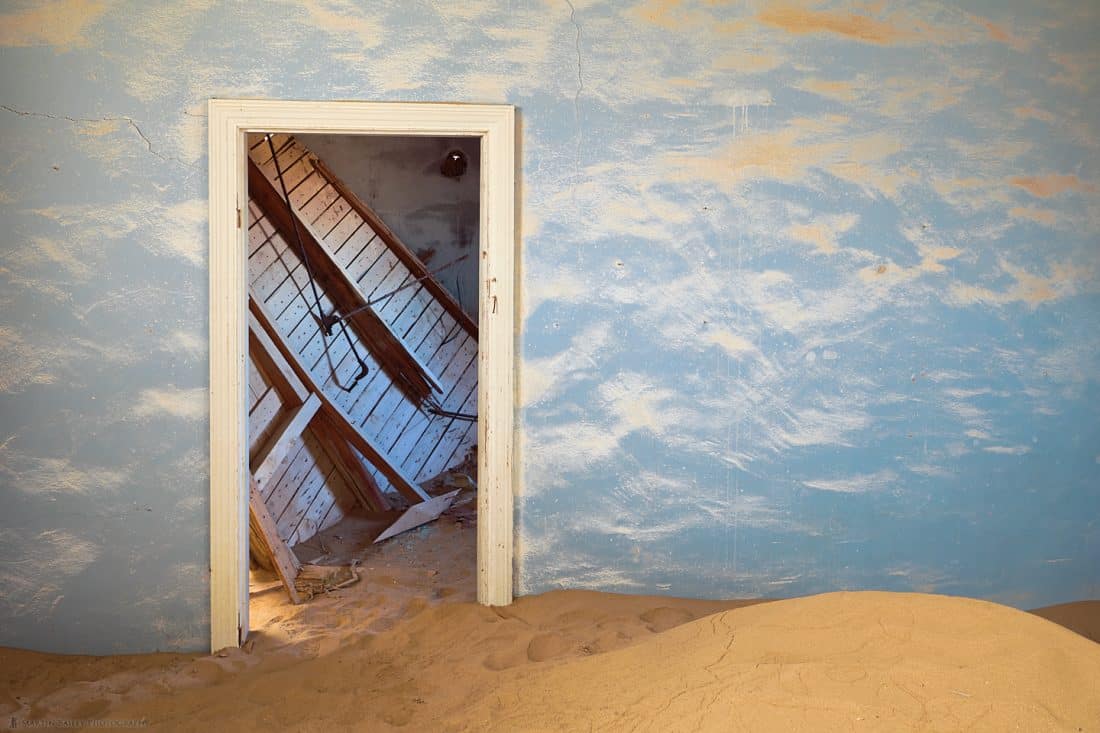 Blue Wall and Collapsed Ceiling