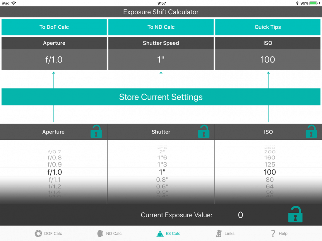 Exposure Shift Calculator EV0