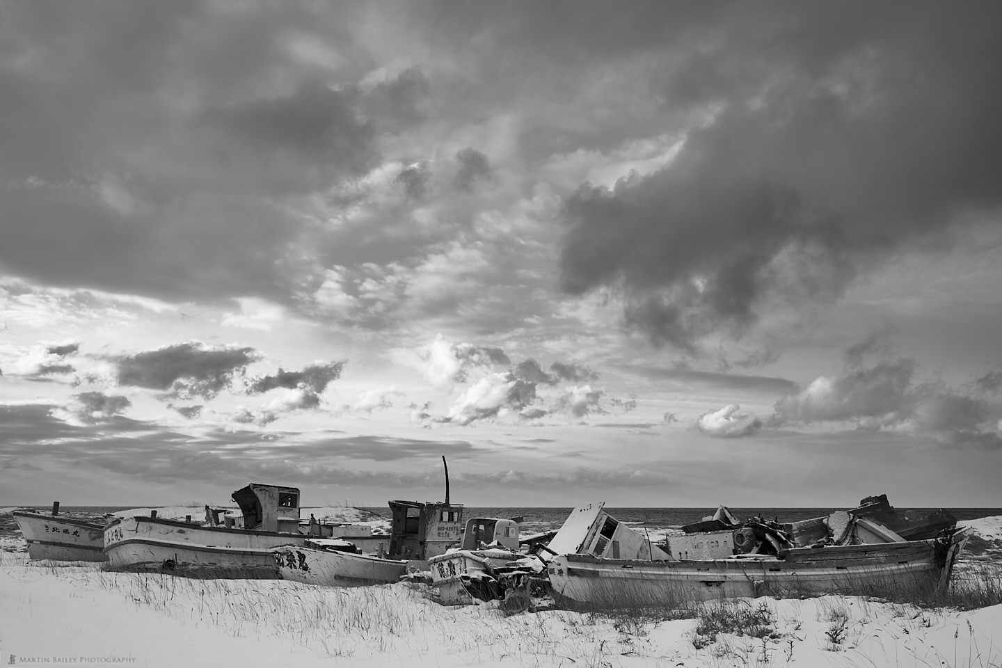 Boat Graveyard with Wild Sky