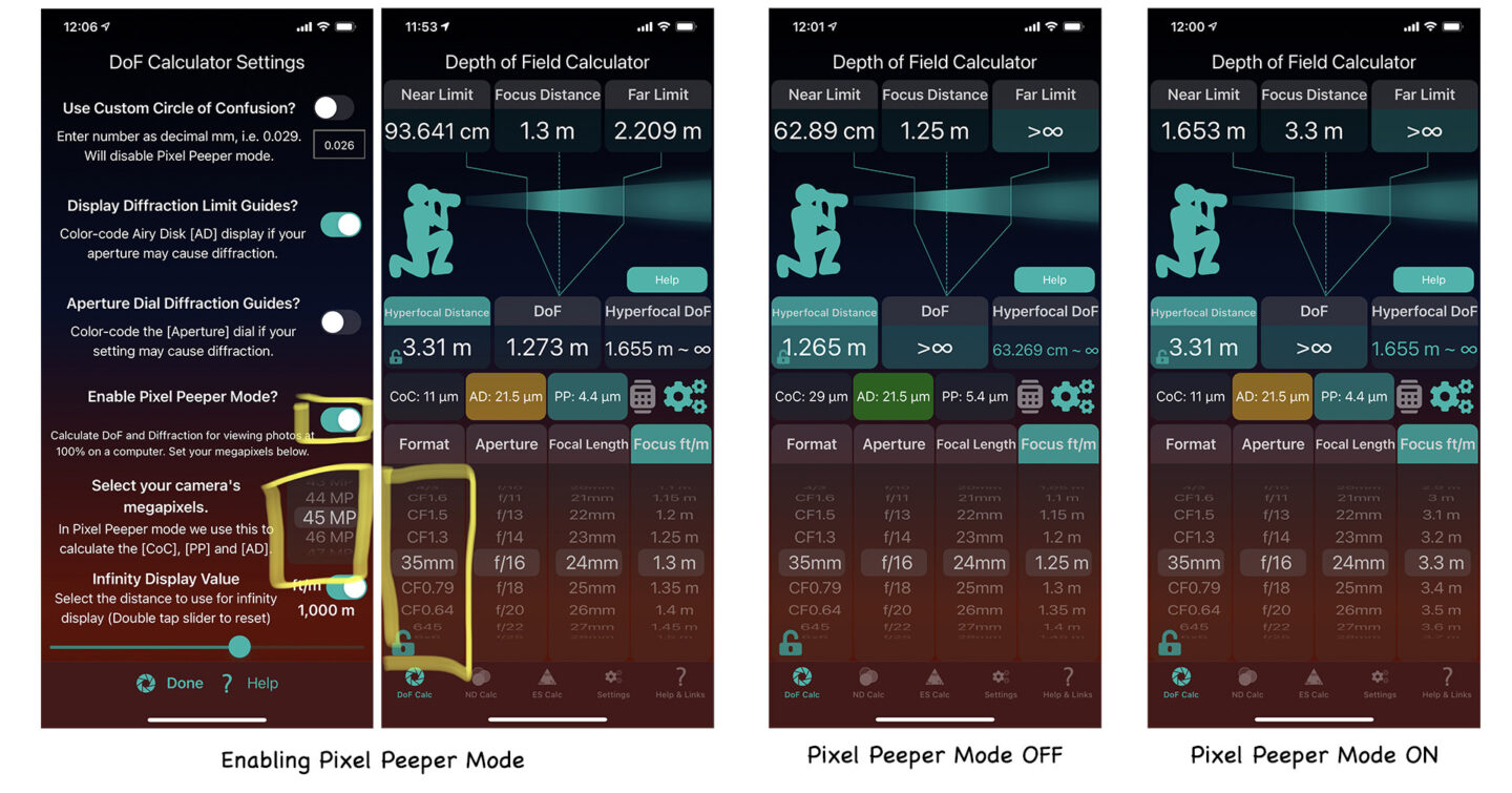 Pixel Peeper Mode Examples