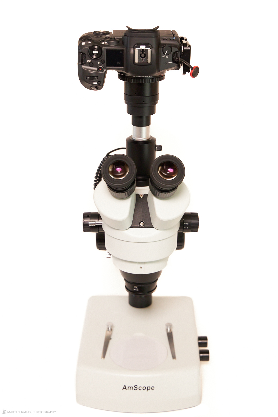 AmScope SM-2TZZ-LED Stereo Zoom Microscope with Wraymer SA20 Camera Adapter and Adjuster Rings