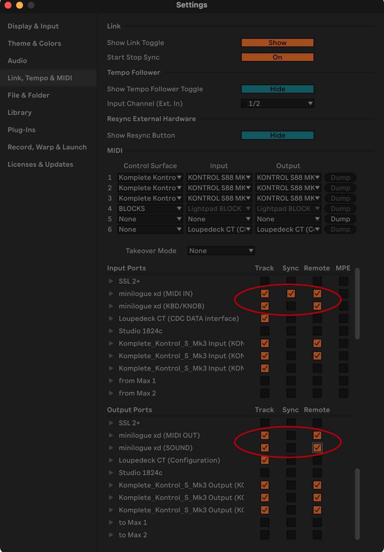 Ableton Live Settings